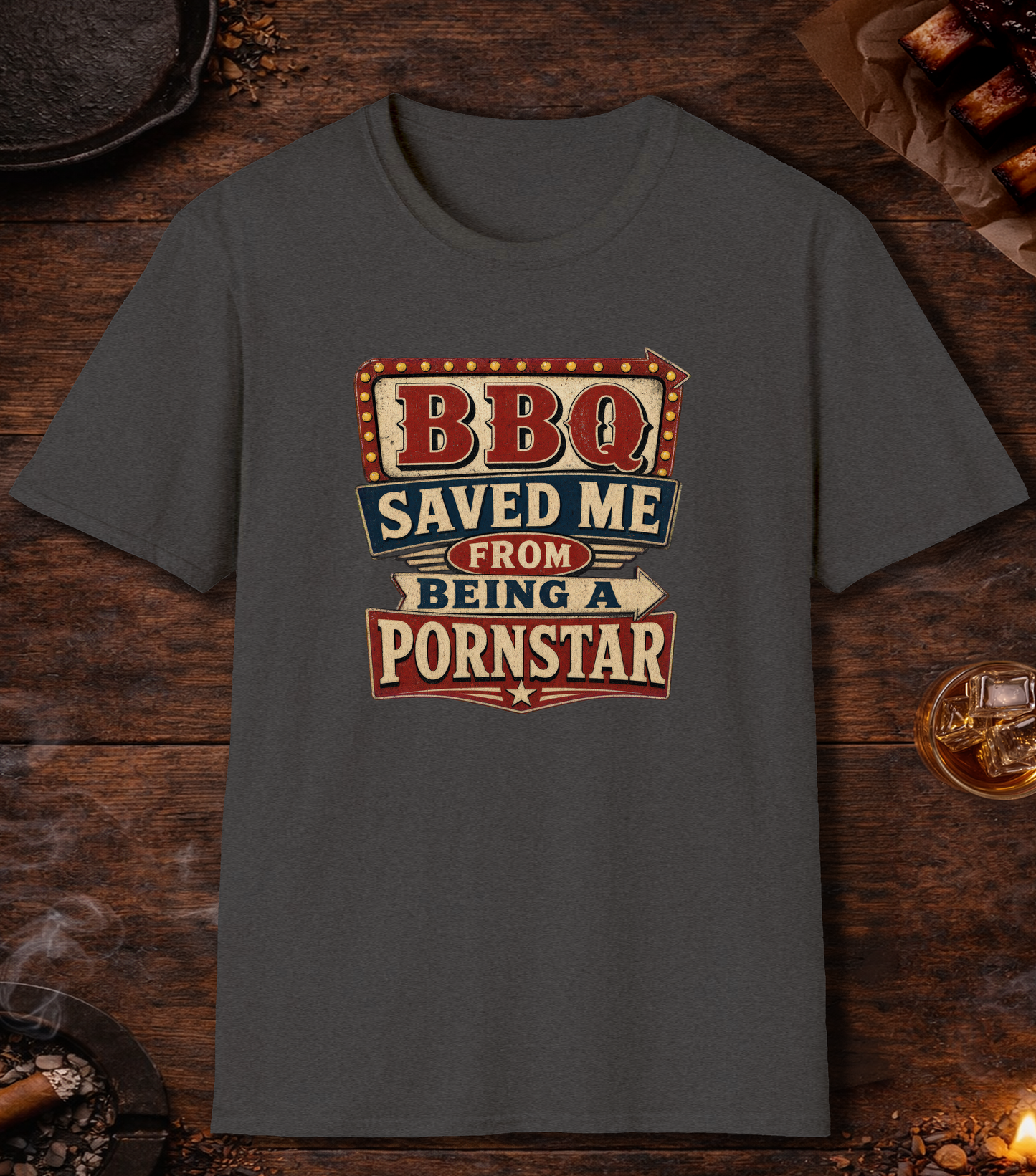BBQ Saved Me T-Shirt - Dark Heather