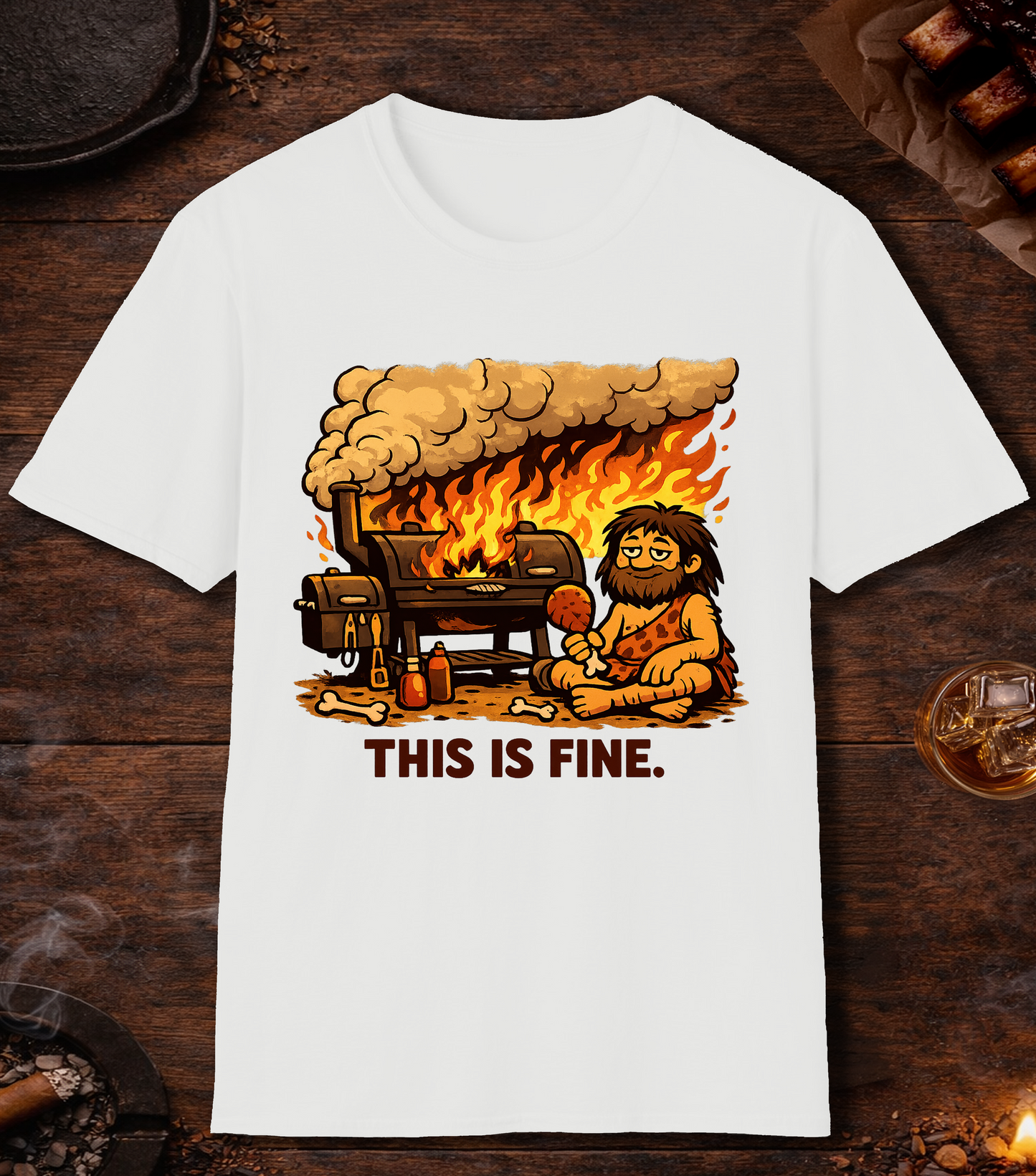 BBQ This Is Fine T-Shirt - White