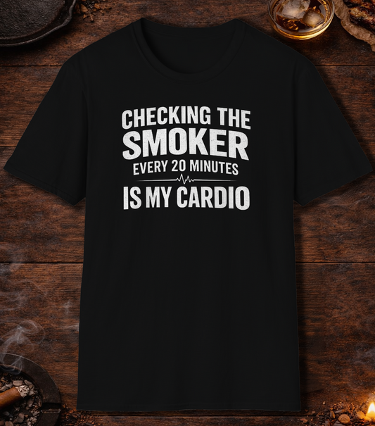 Checking The Smoker Is My Cardio T-Shirt - Black