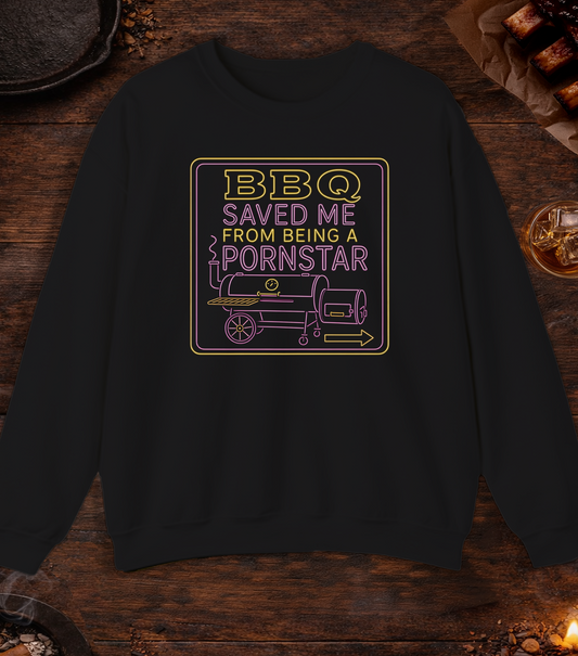 BBQ Saved Me Neon Crewneck - Black