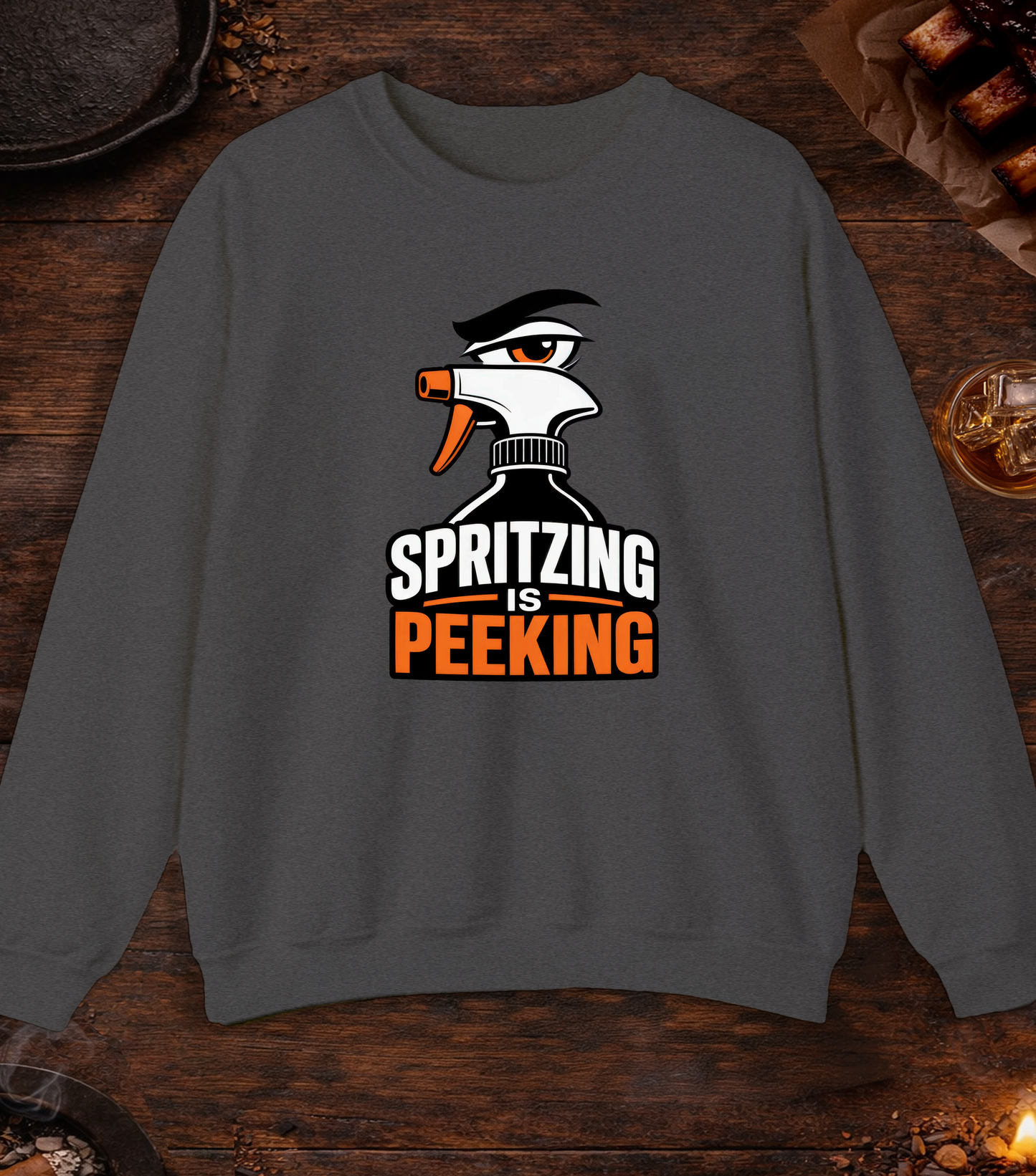 Spritzing Is Peeking Crewneck - Dark Heather