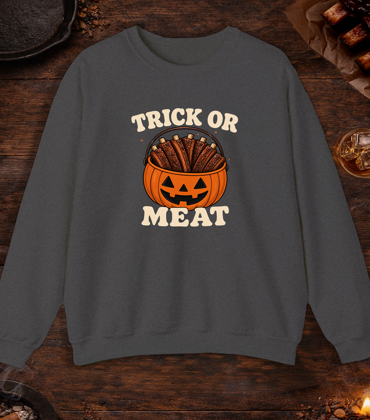 Trick or Meat Crewneck - Dark Heather