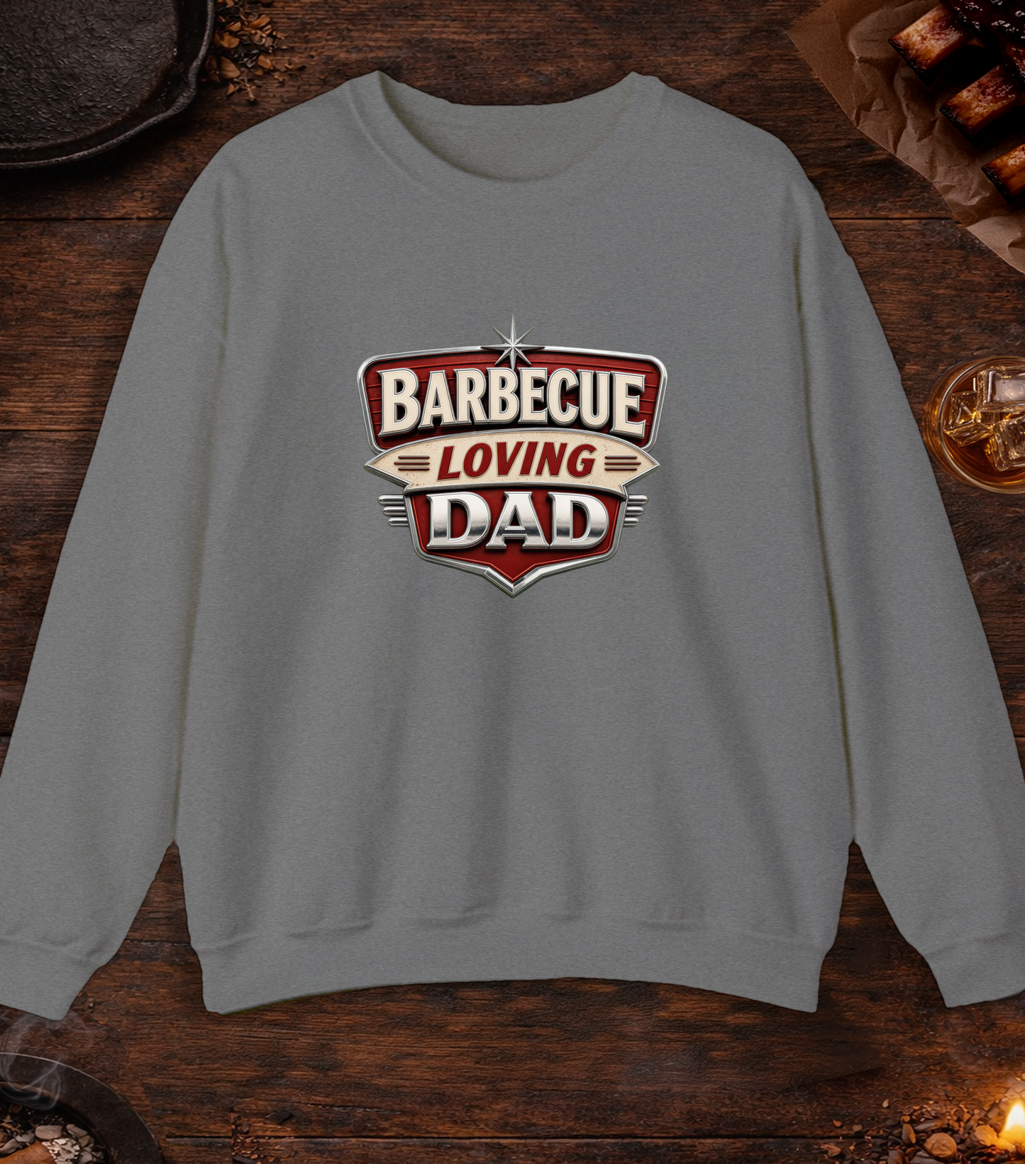 BBQ Loving Dad Crewneck - Graphite Heather