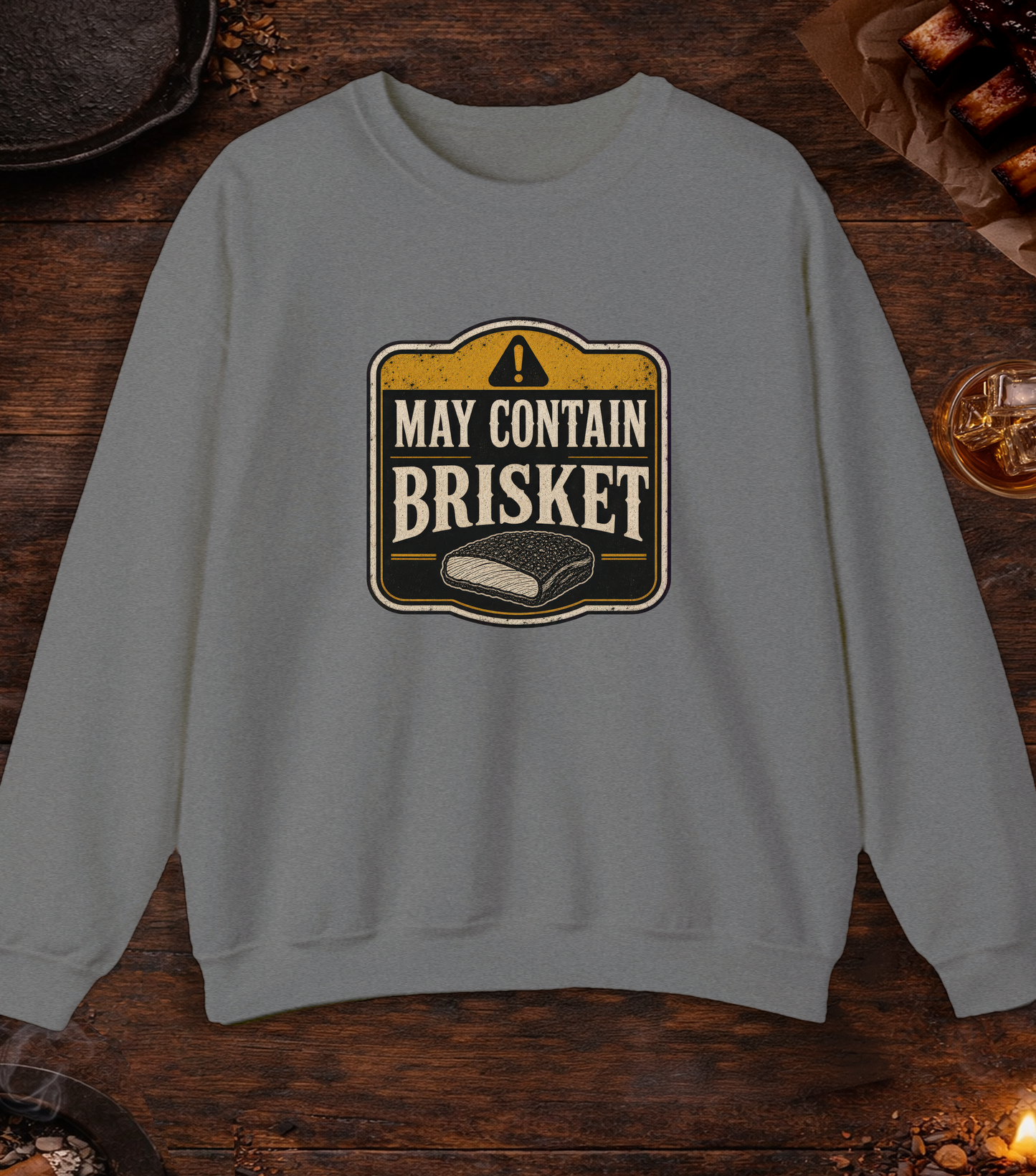 May Contain Brisket Crewneck - Graphite Heather