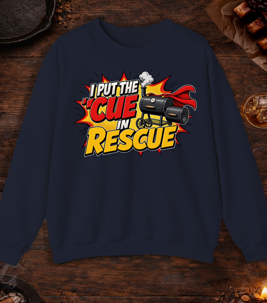 Cue in Rescue Crewneck - Navy