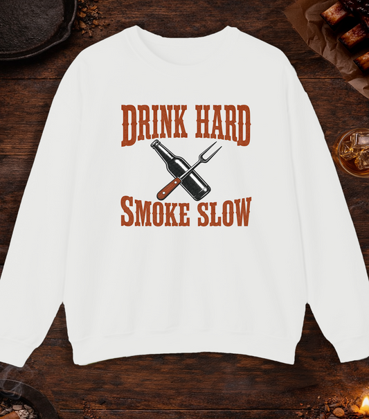 Drink Hard Smoke Slow Crewneck - White