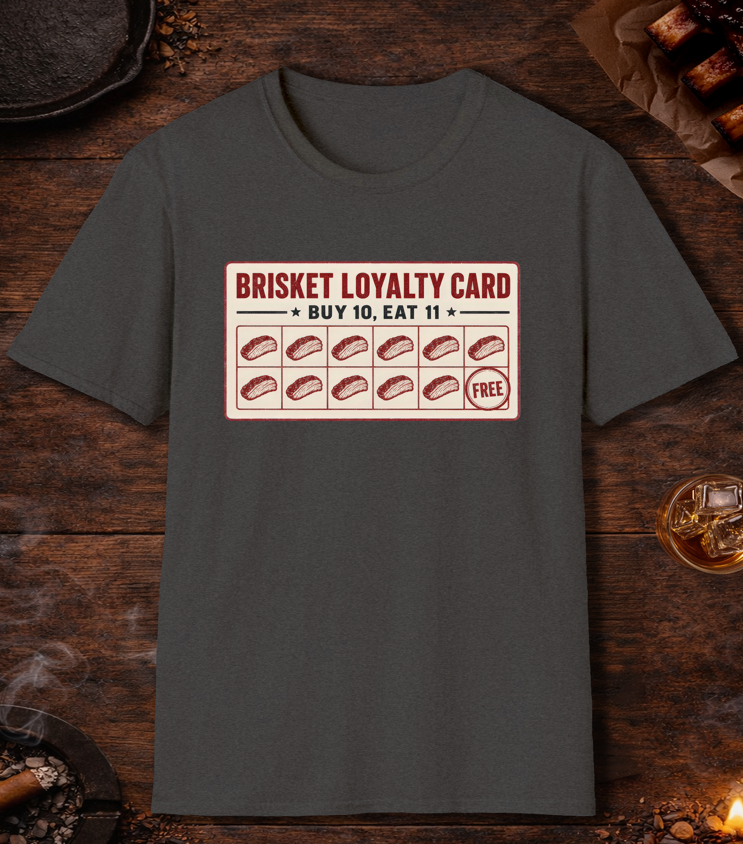 Brisket Loyalty Card T-Shirt - Dark Heather