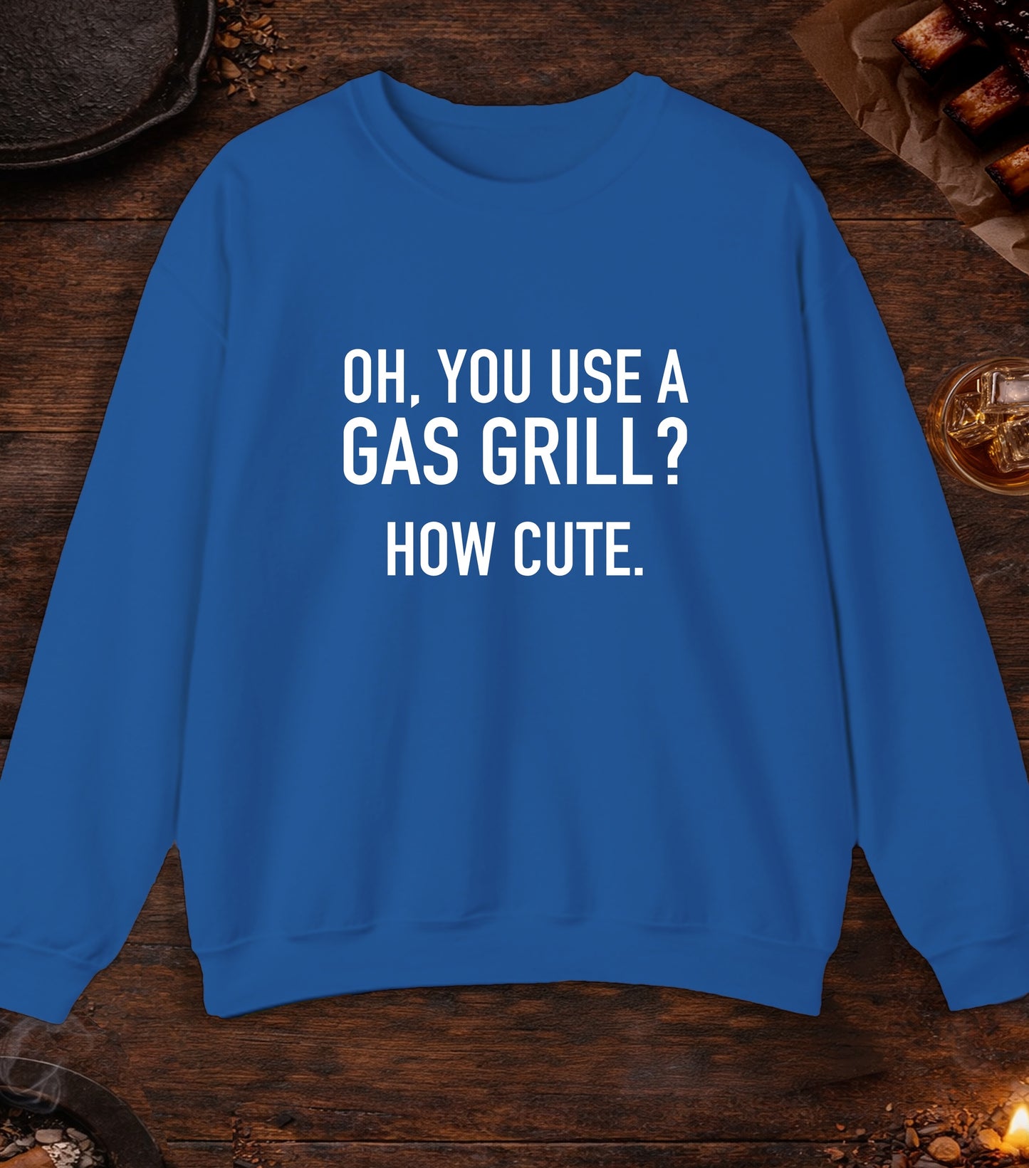 Gas Grill How Cute Crewneck - Royal