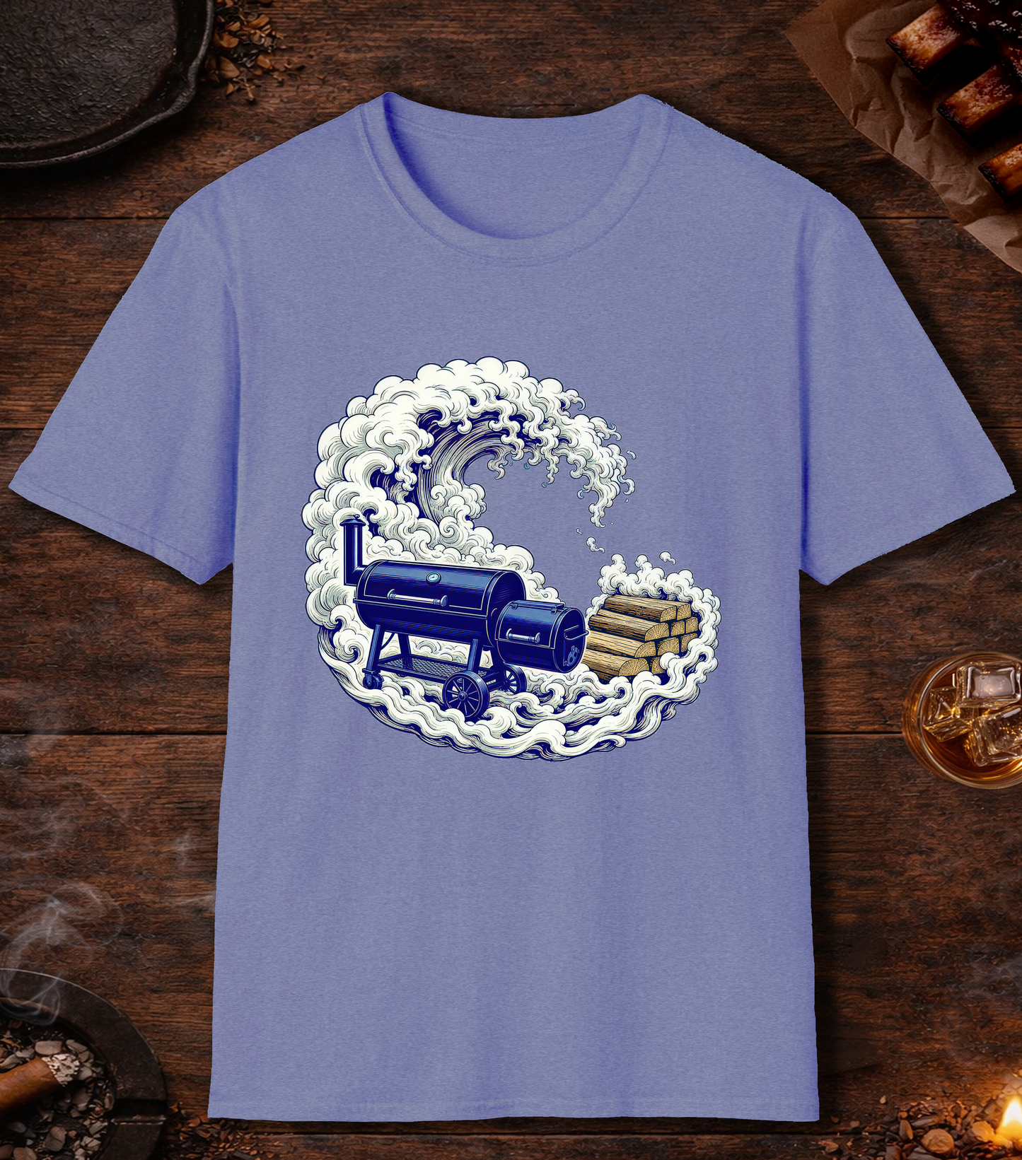 Smoke Wave T-Shirt - Heather Royal