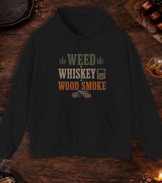 Weed Whiskey Wood Smoke Hoodie - Black