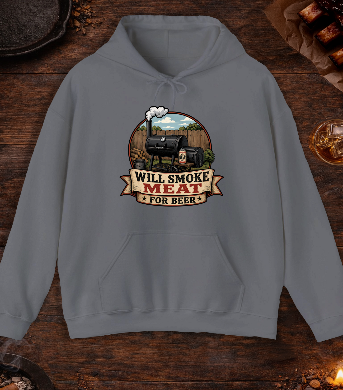 Will Smoke for Beer Hoodie - Charcoal