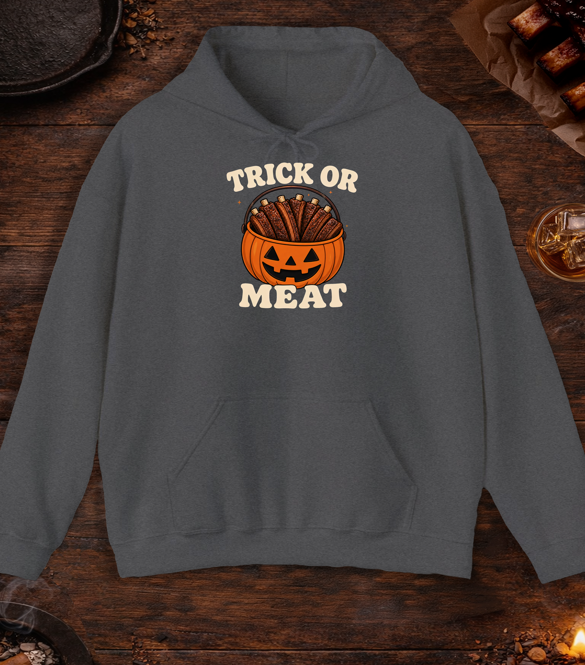 Trick or Meat Hoodie - Dark Heather