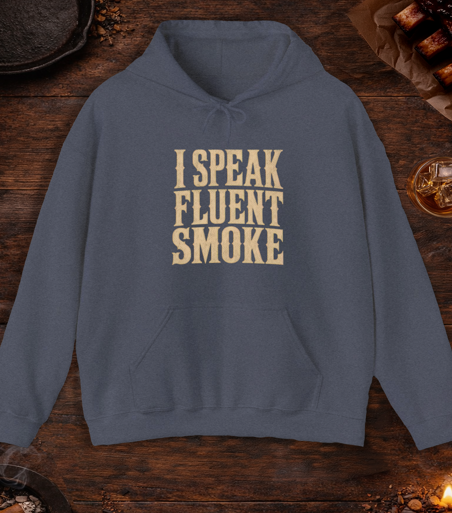 Speak Fluent Smoke Hoodie - Heather Navy