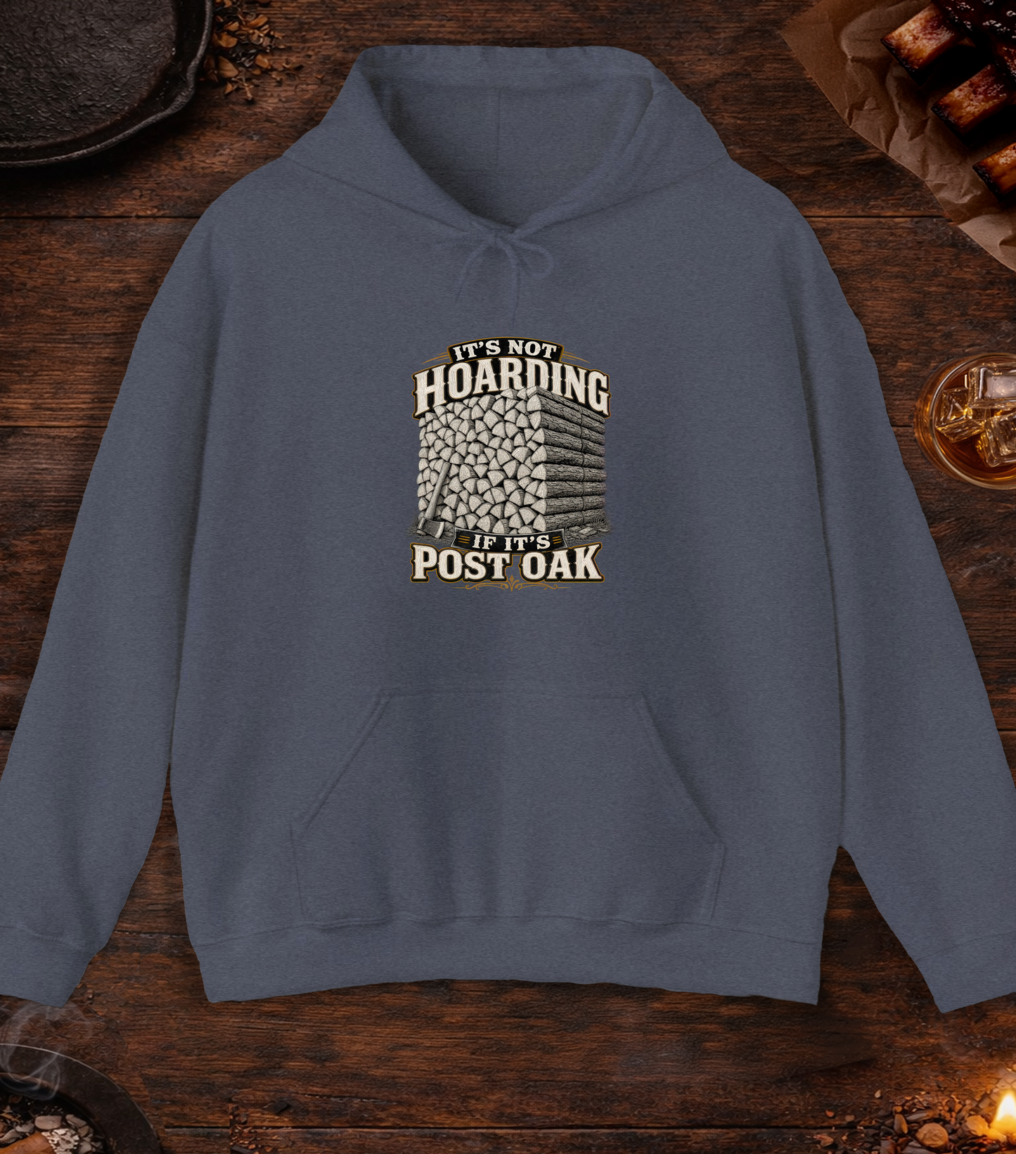Not Hoarding Post Oak Hoodie - Heather Navy