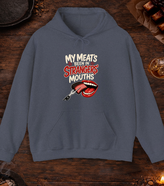 Meat in Strangers Mouths Hoodie - Heather Navy