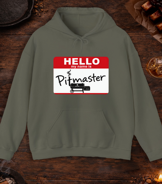 Hello My Name Is Pitmaster Hoodie - Military Green