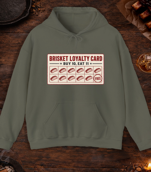 Brisket Loyalty Card Hoodie - Military Green