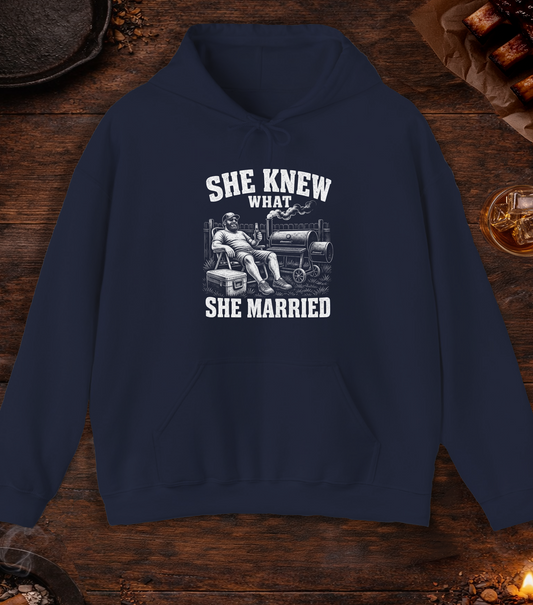 She Knew What She Married Hoodie - Navy