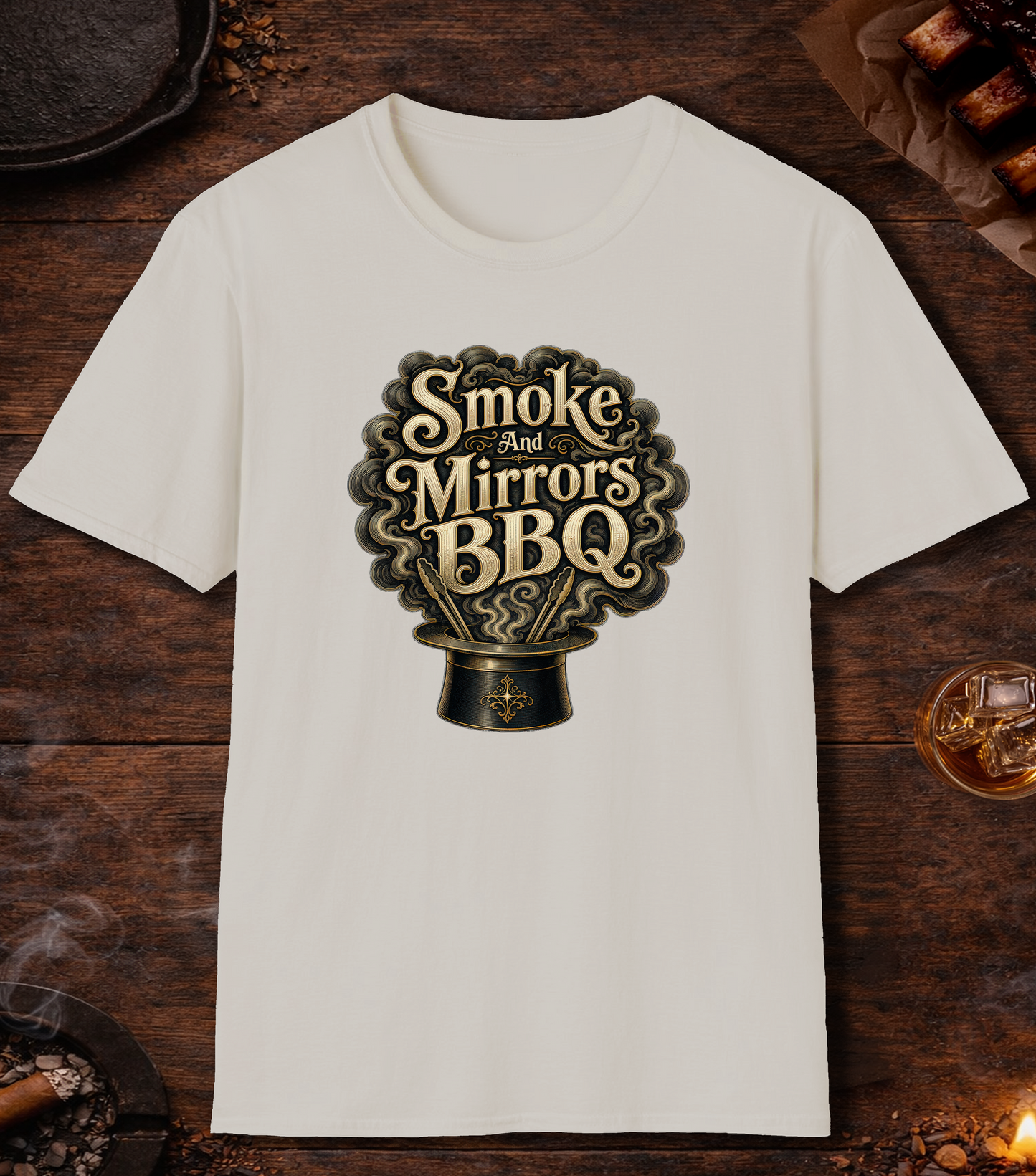 Smoke and Mirrors BBQ T-Shirt - Ice Grey