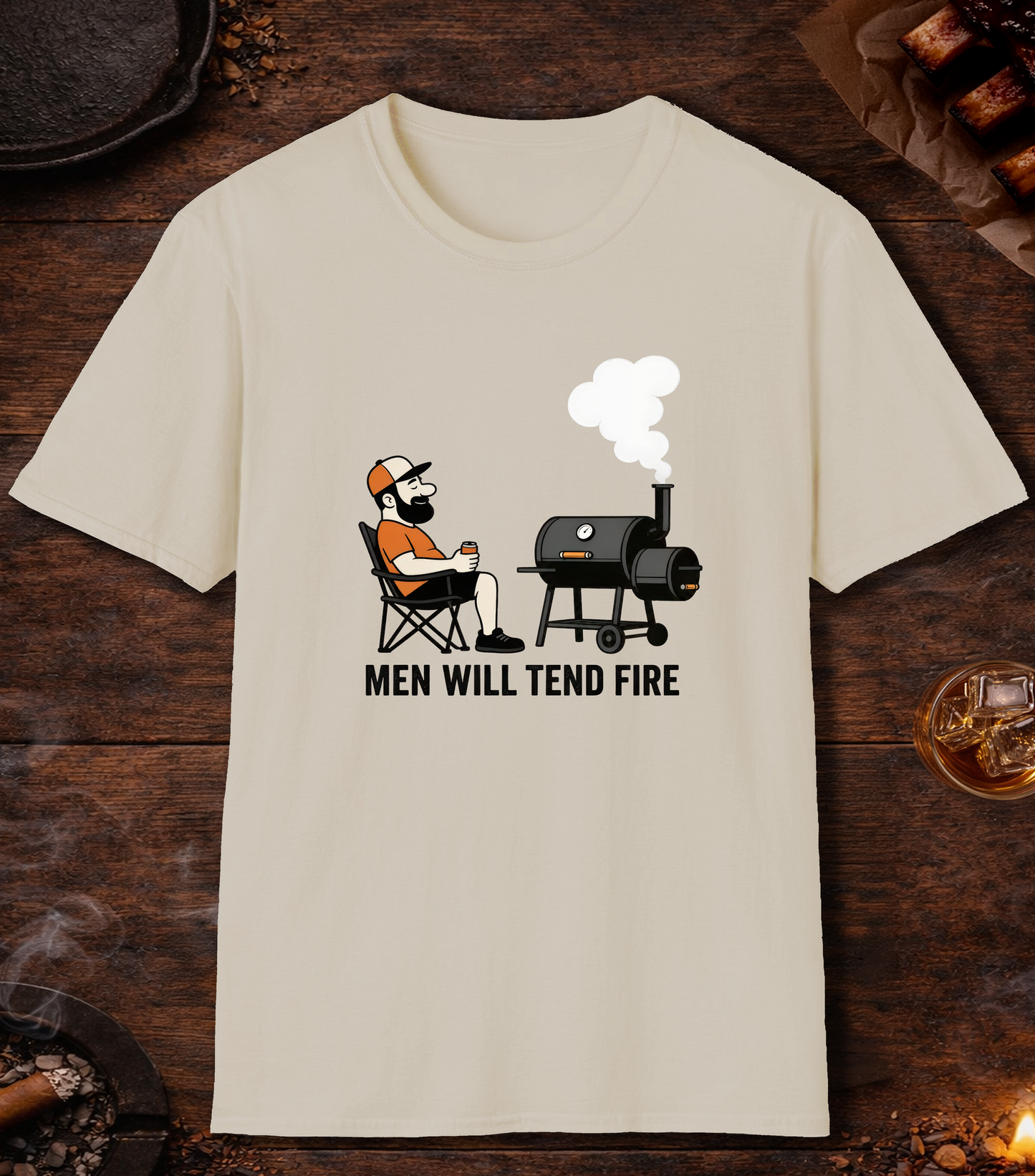 Men Tend Fire T-Shirt - Sand