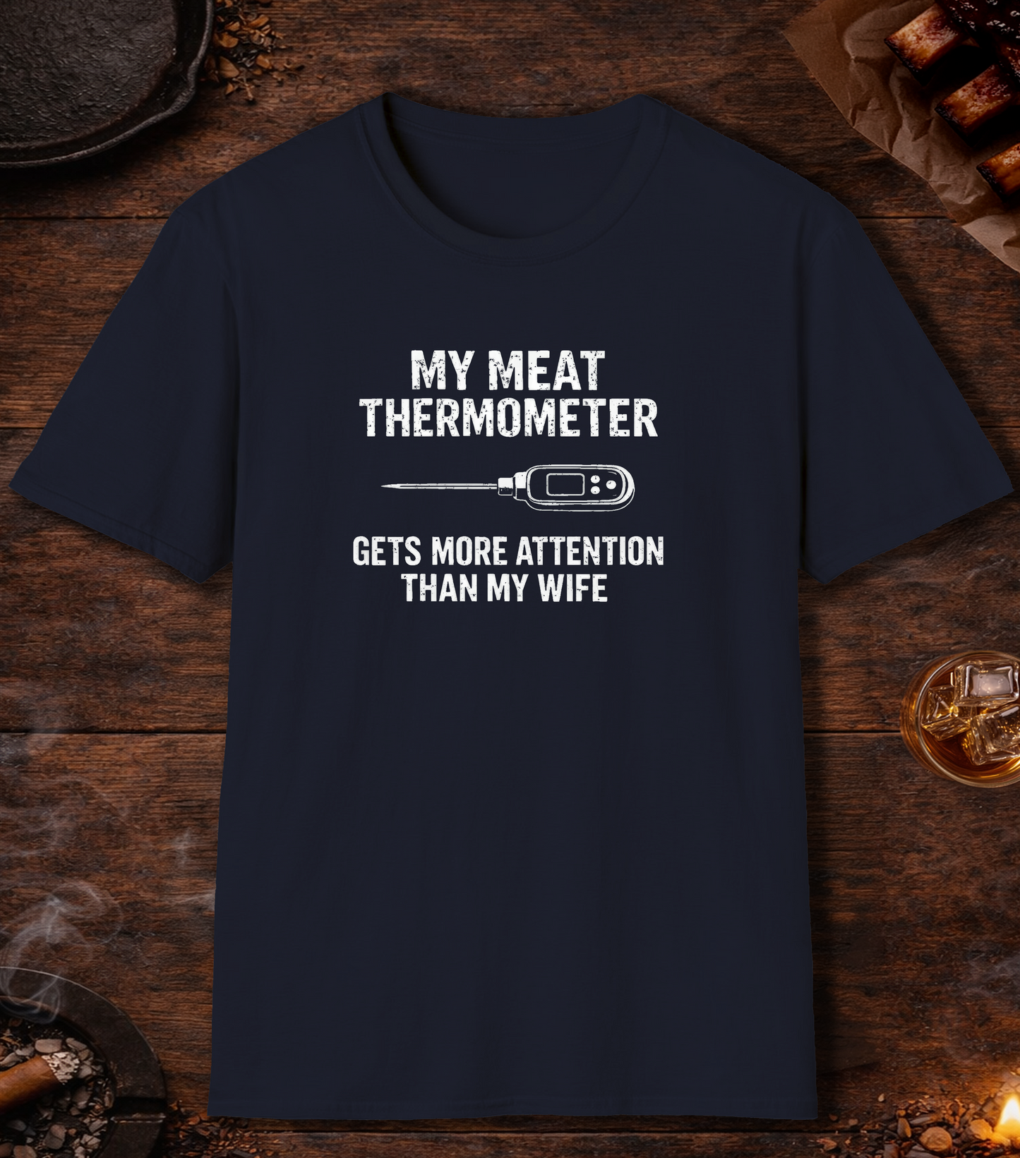 Thermometer More Attention Than Wife T-Shirt - Navy