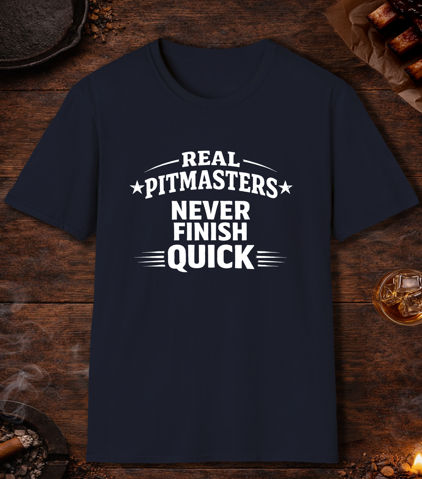 Pitmasters Never Finish Quick T-Shirt - Navy