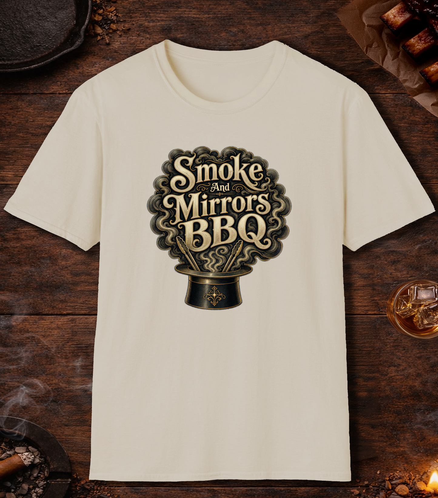 Smoke and Mirrors BBQ T-Shirt - Sand