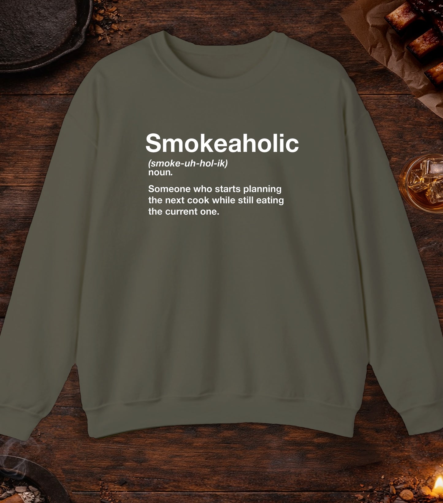 Smokeaholic Transparent Crewneck - Military Green