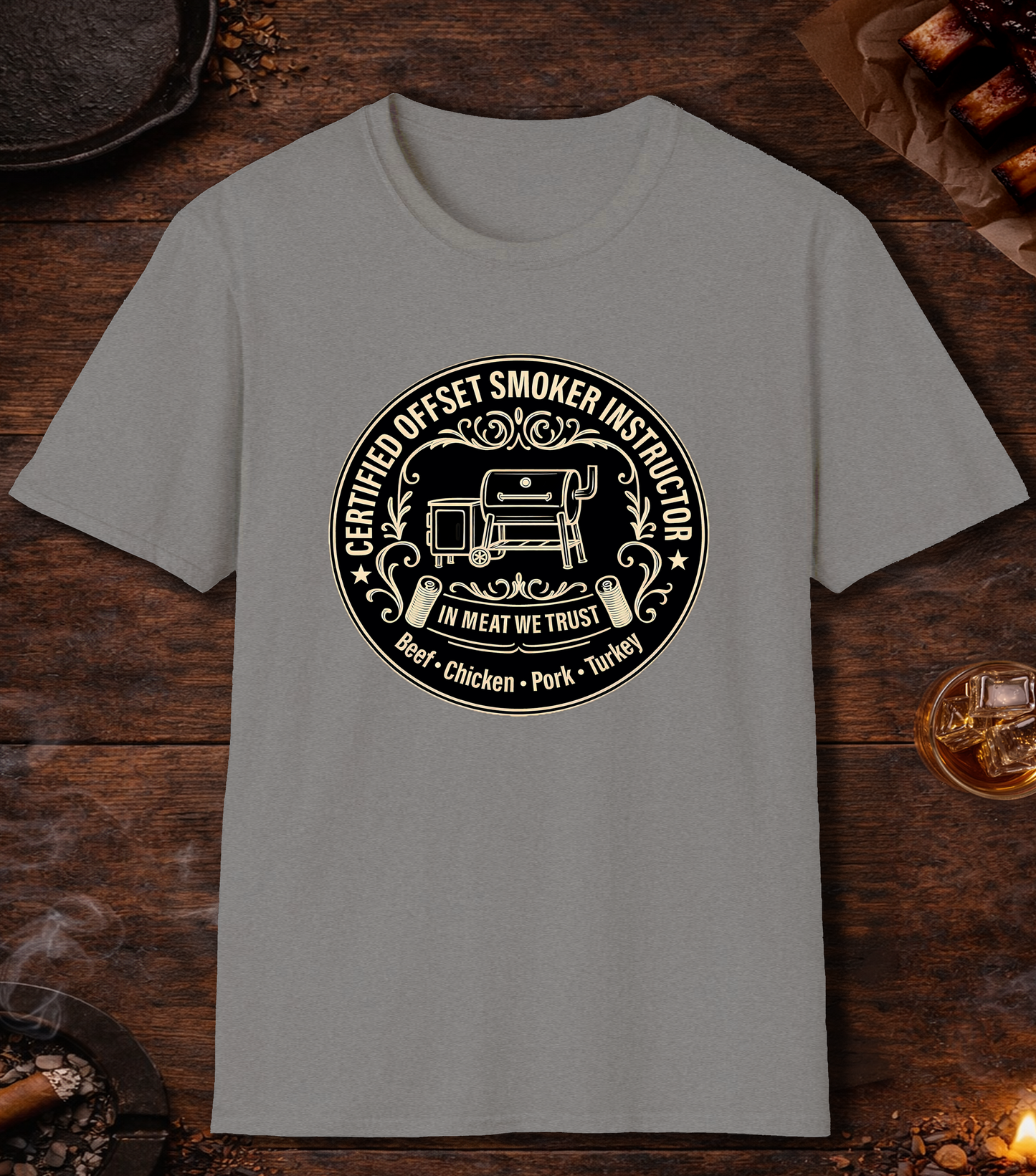 Certified Offset Smoker Instructor T-Shirt - Sport Grey