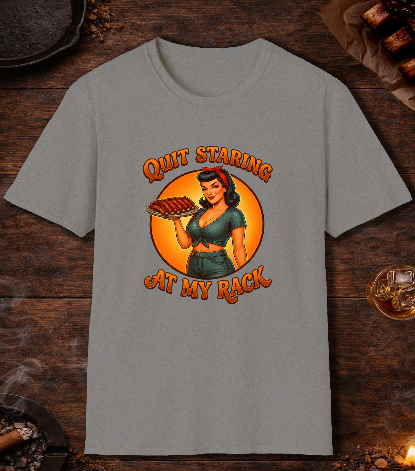 Quit Staring At My Rack T-Shirt - Sport Grey