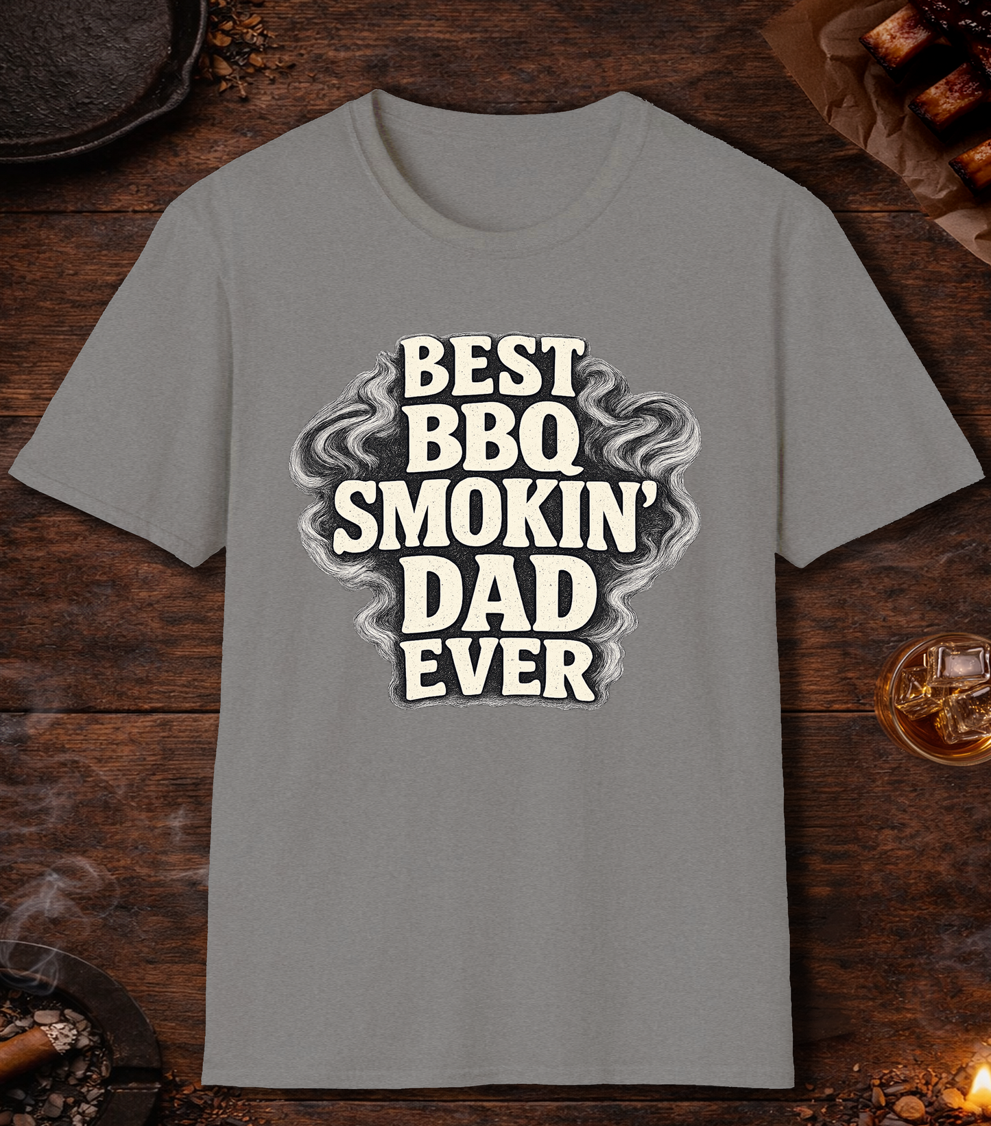 Best BBQ Smokin Dad T-Shirt - Sport Grey
