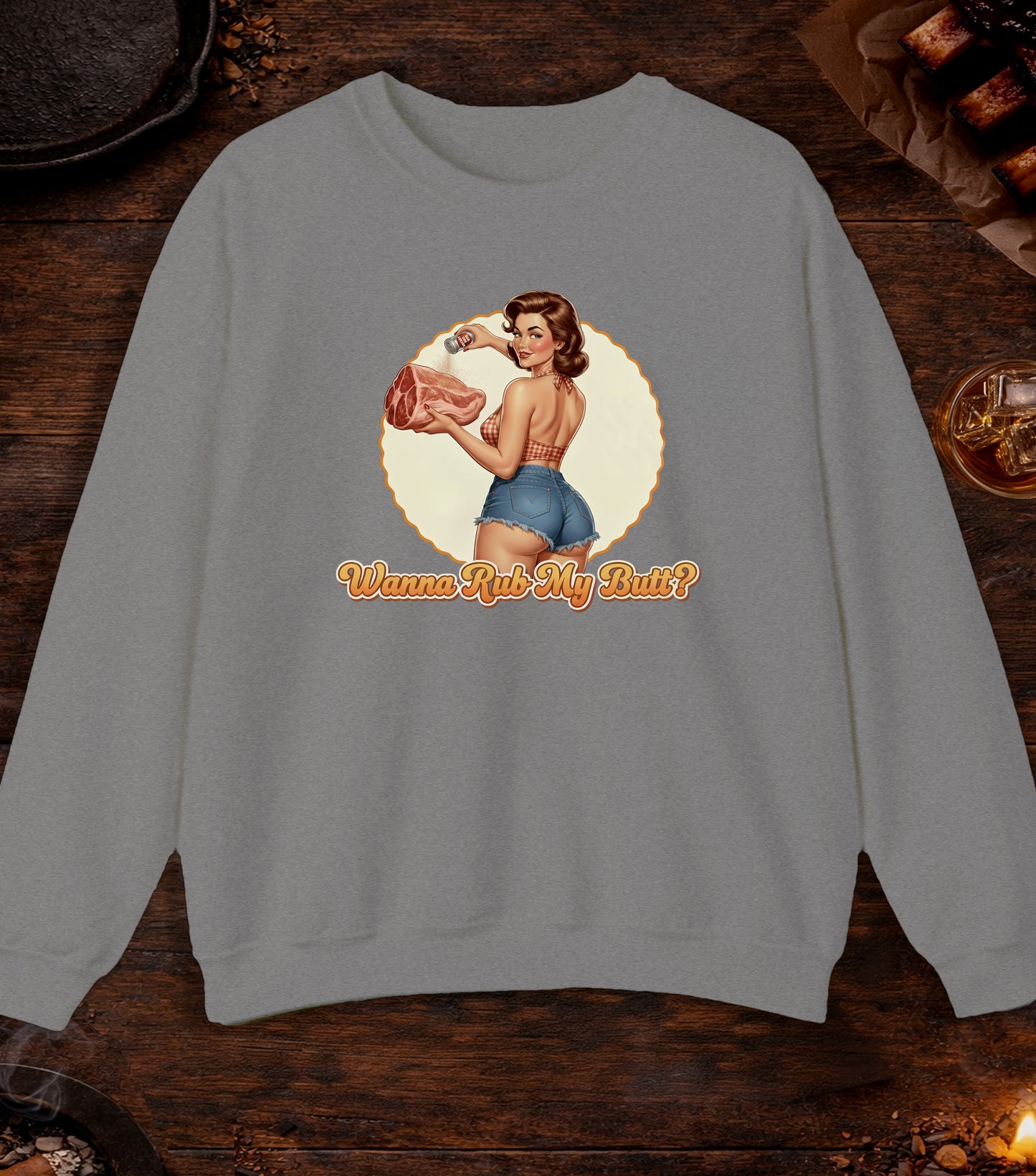 Wanna Rub My Butt Crewneck - Sport Grey