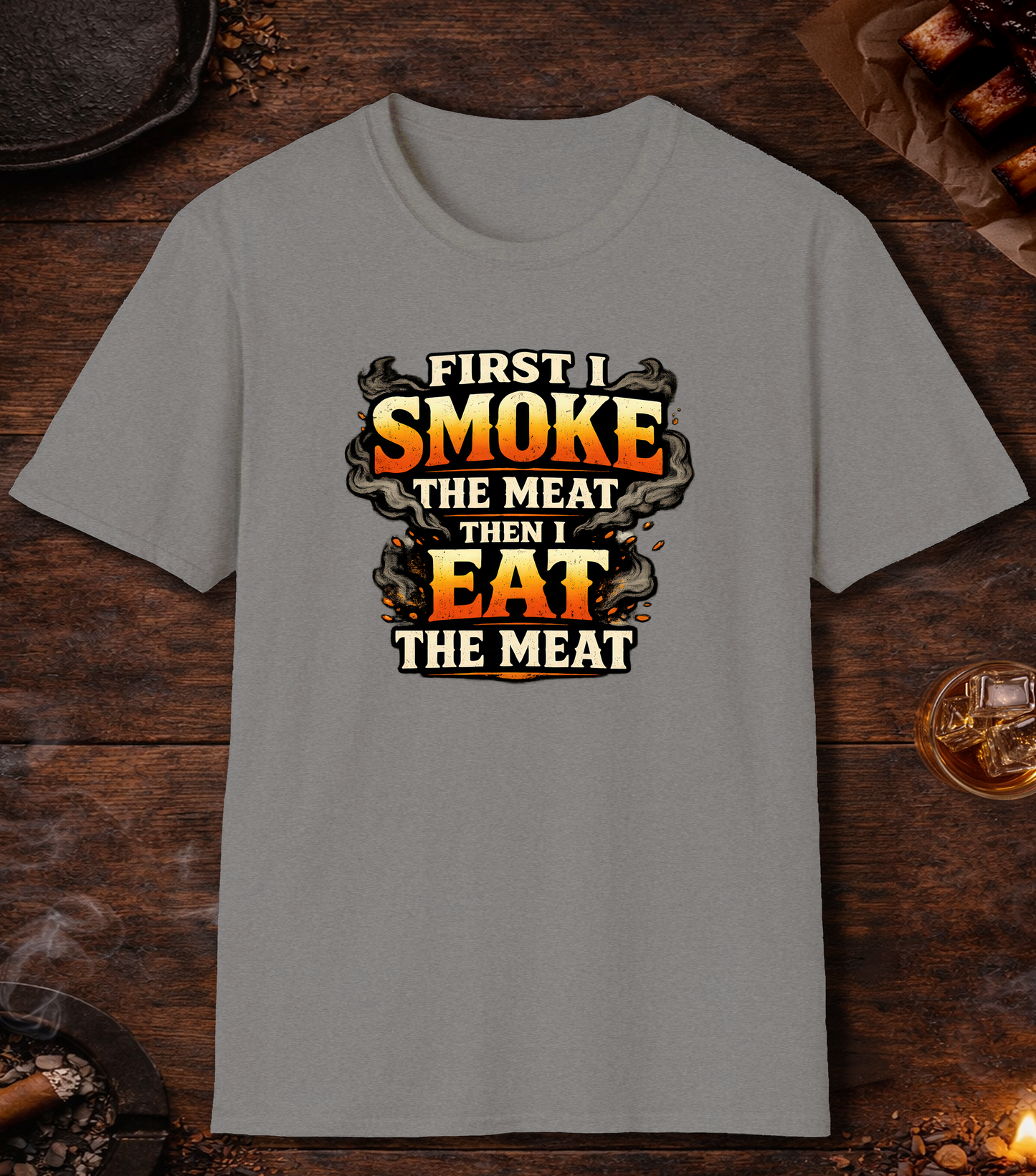 First Smoke Then Eat T-Shirt - Sport Grey