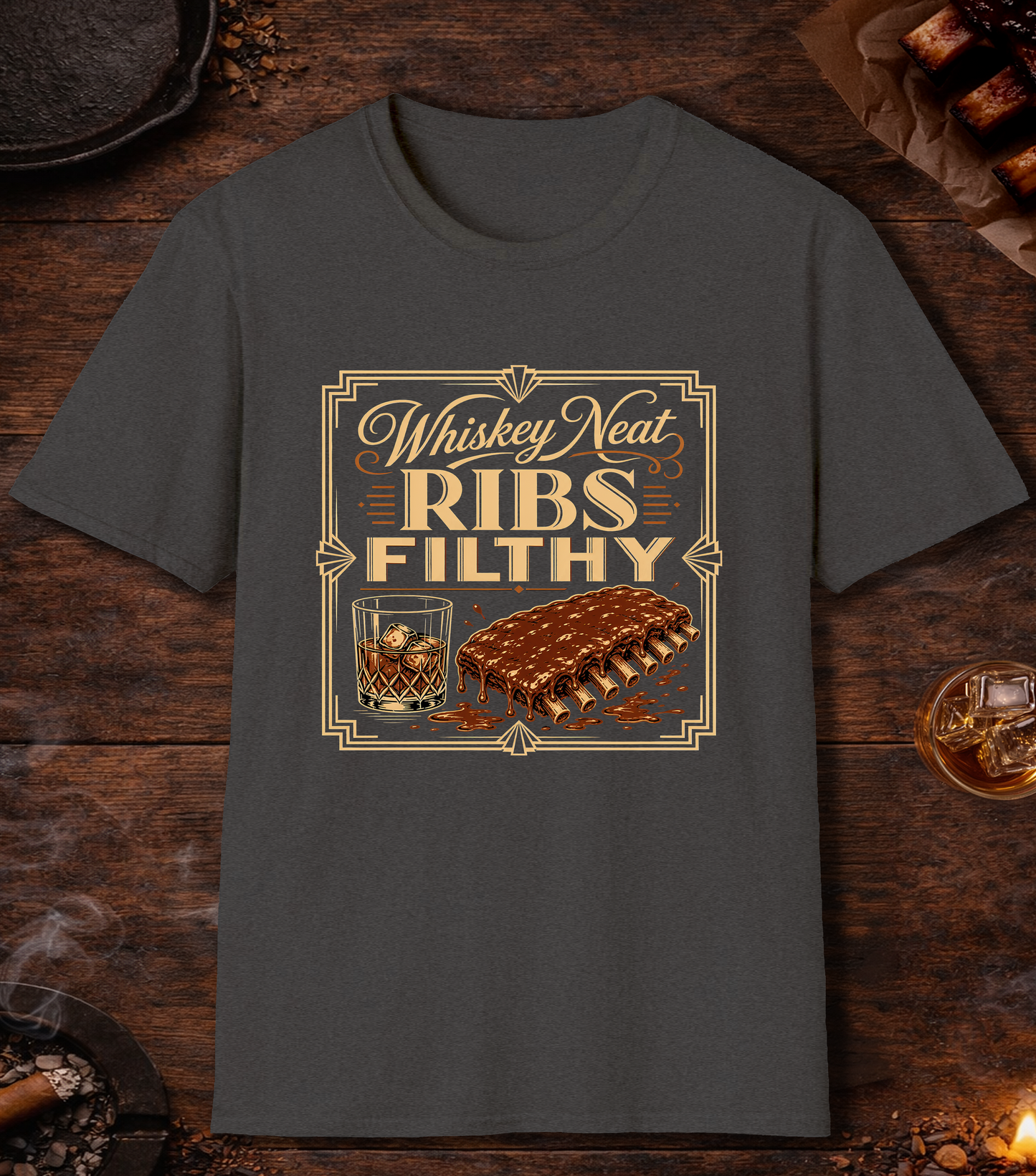 Whiskey Neat Ribs Filthy - Dark Heather