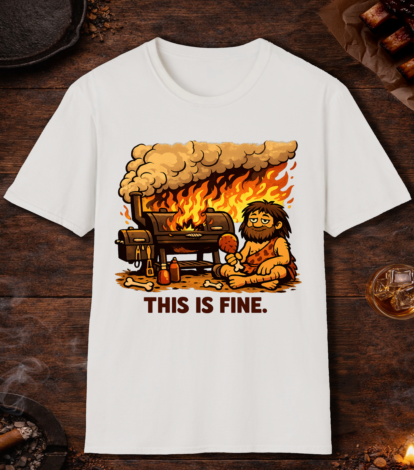 BBQ This Is Fine T-Shirt - White