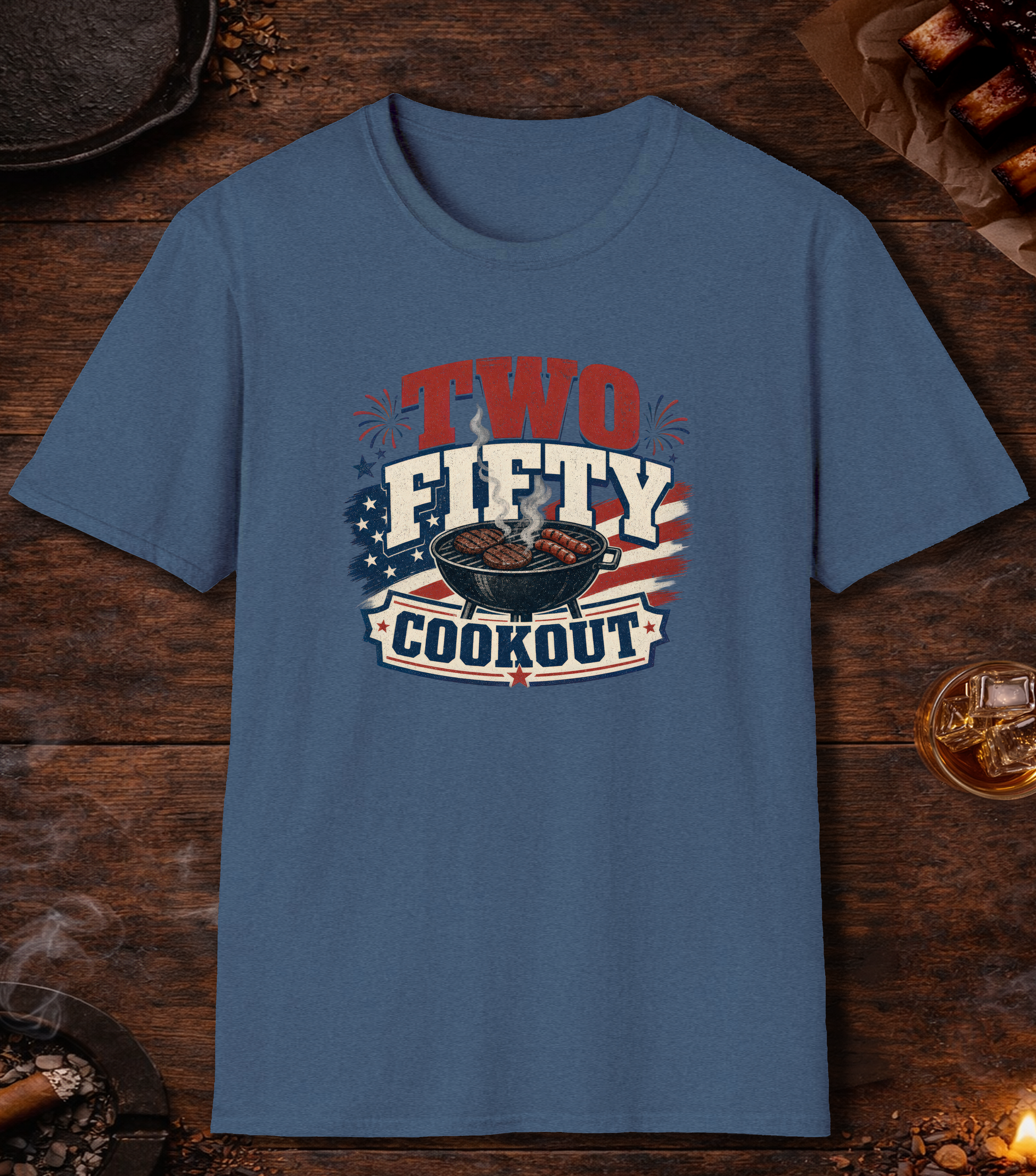 250 Cookout T-Shirt - Heather Indigo