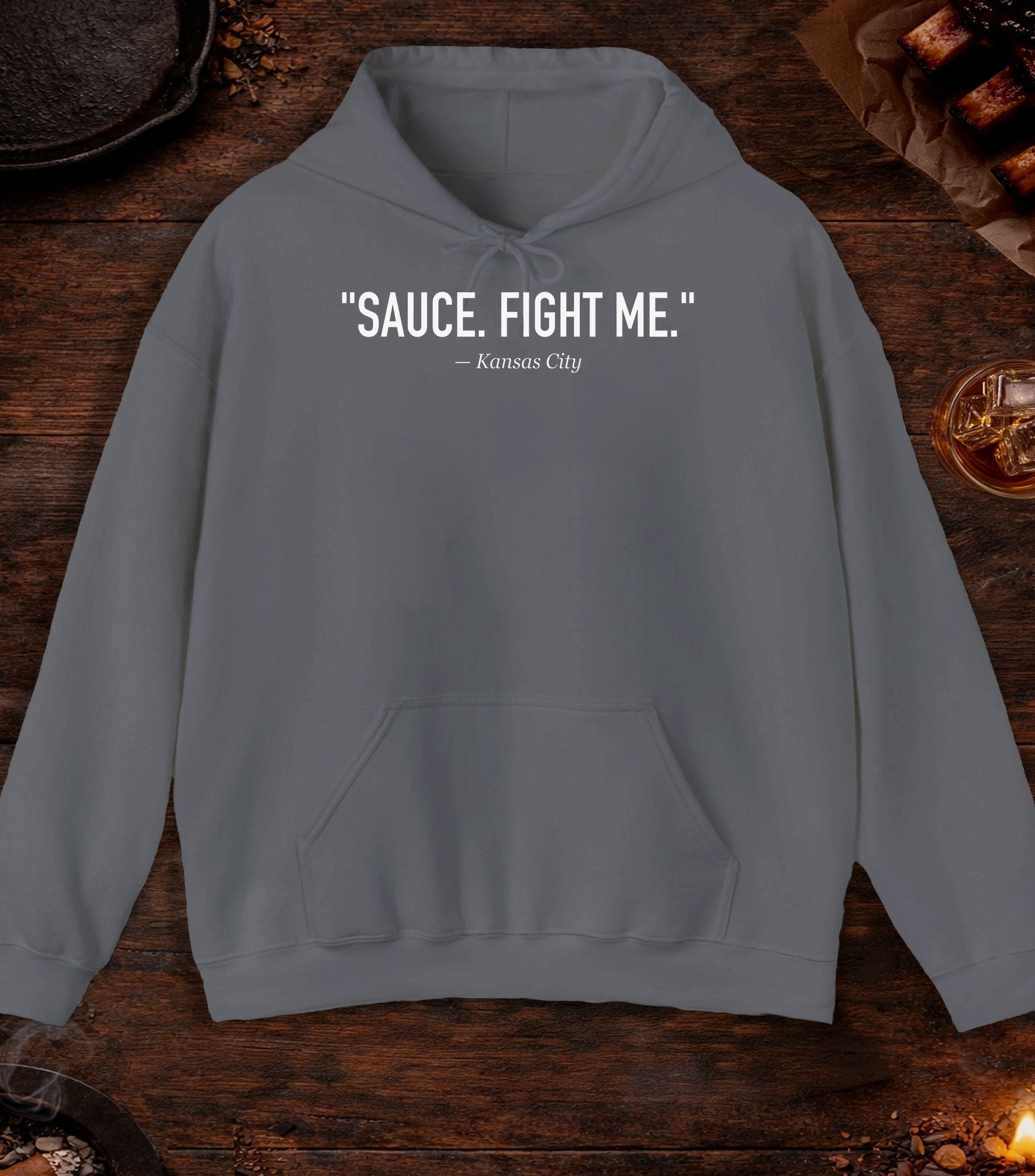 Sauce Fight Me Quote Hoodie - Charcoal