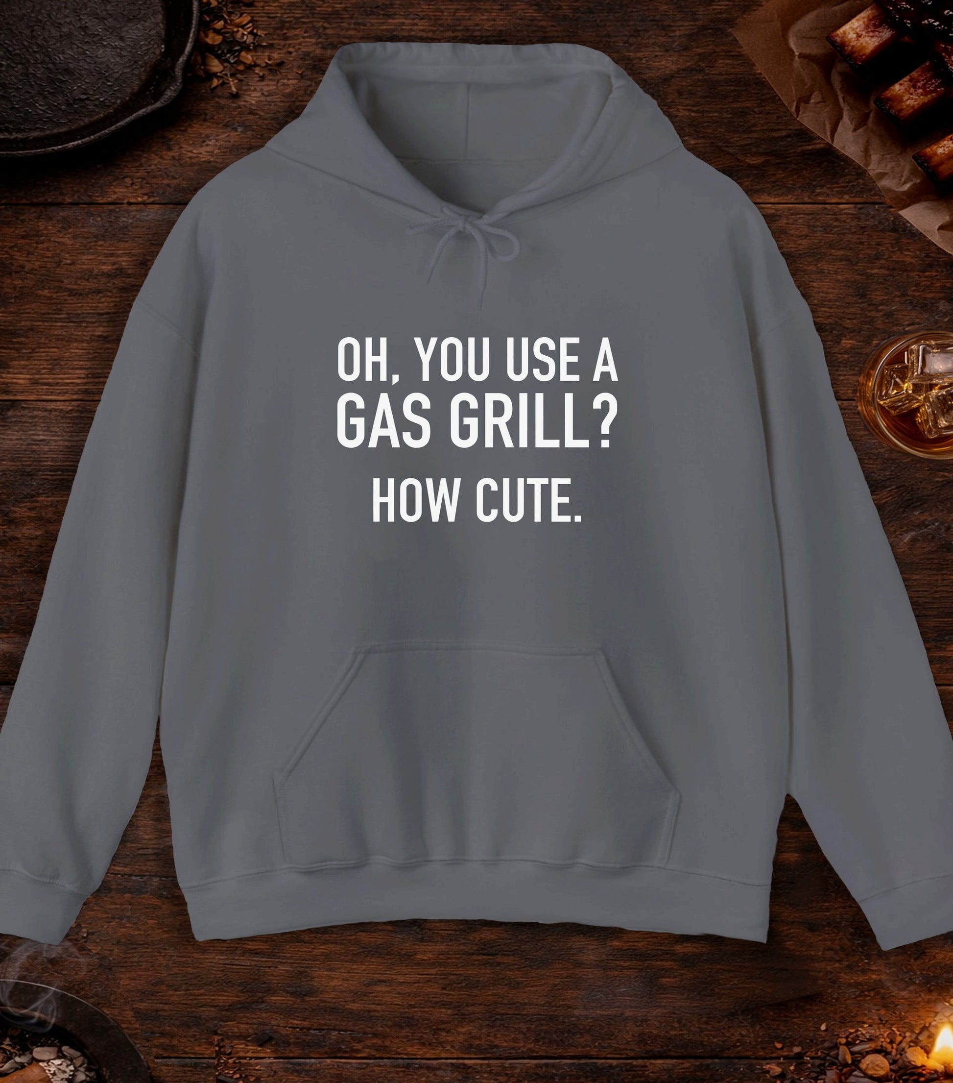 Gas Grill How Cute Hoodie - Charcoal