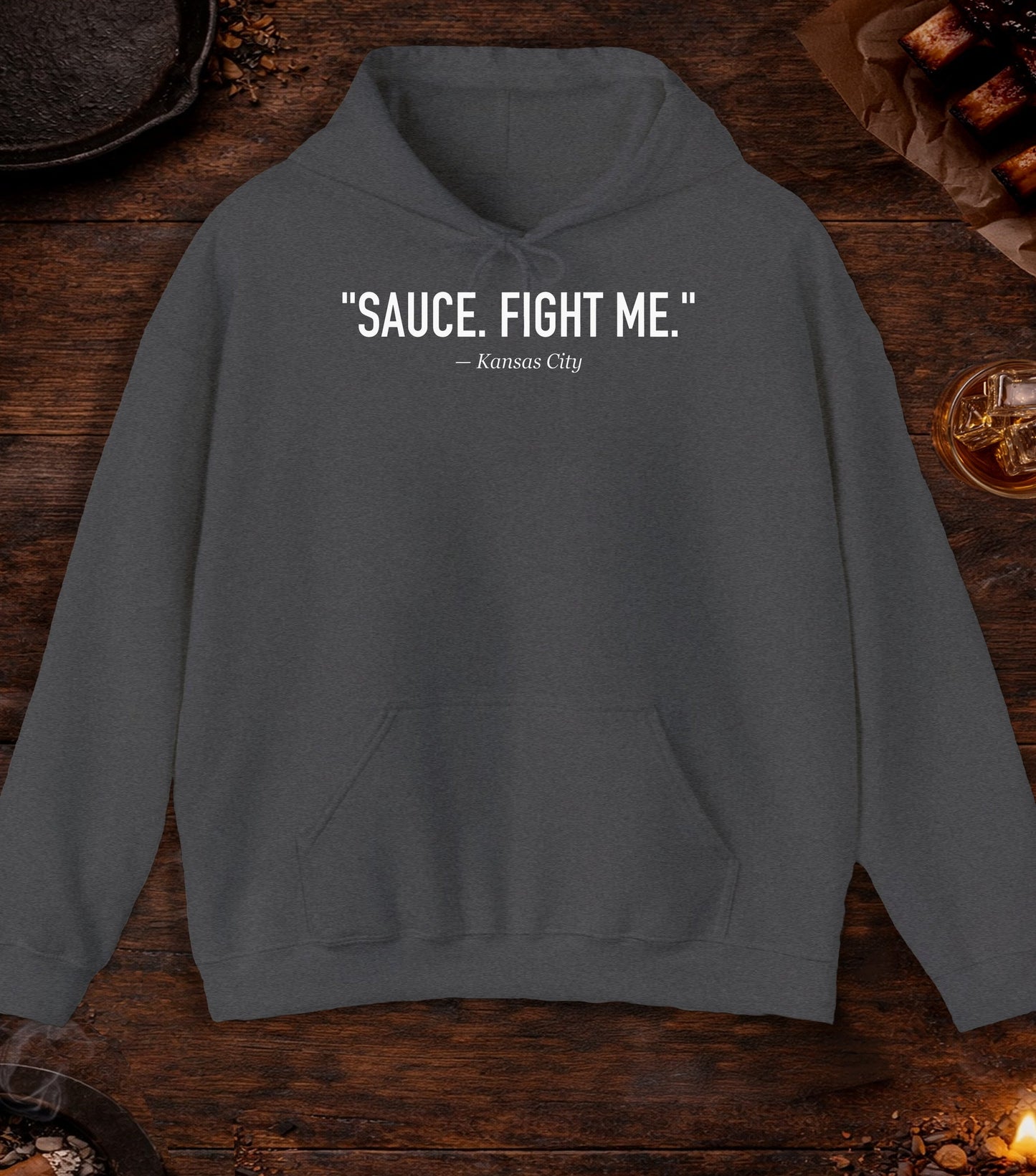 Sauce Fight Me Quote Hoodie - Dark Heather