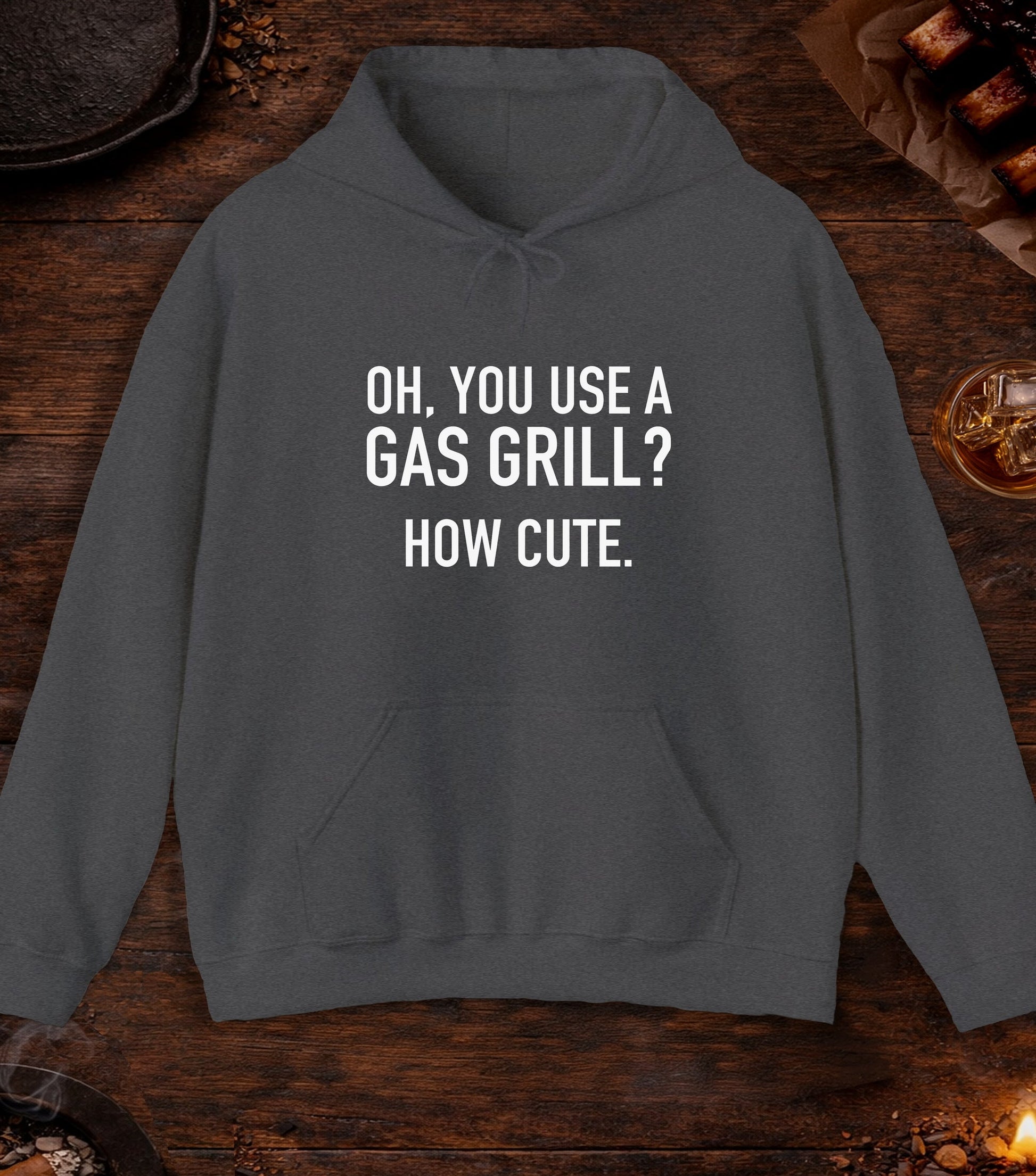 Gas Grill How Cute Hoodie - Dark Heather