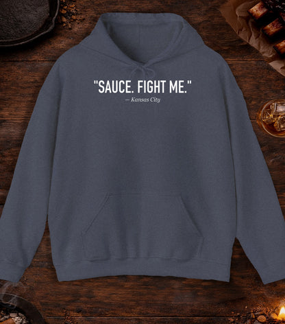 Sauce Fight Me Quote Hoodie - Heather Navy