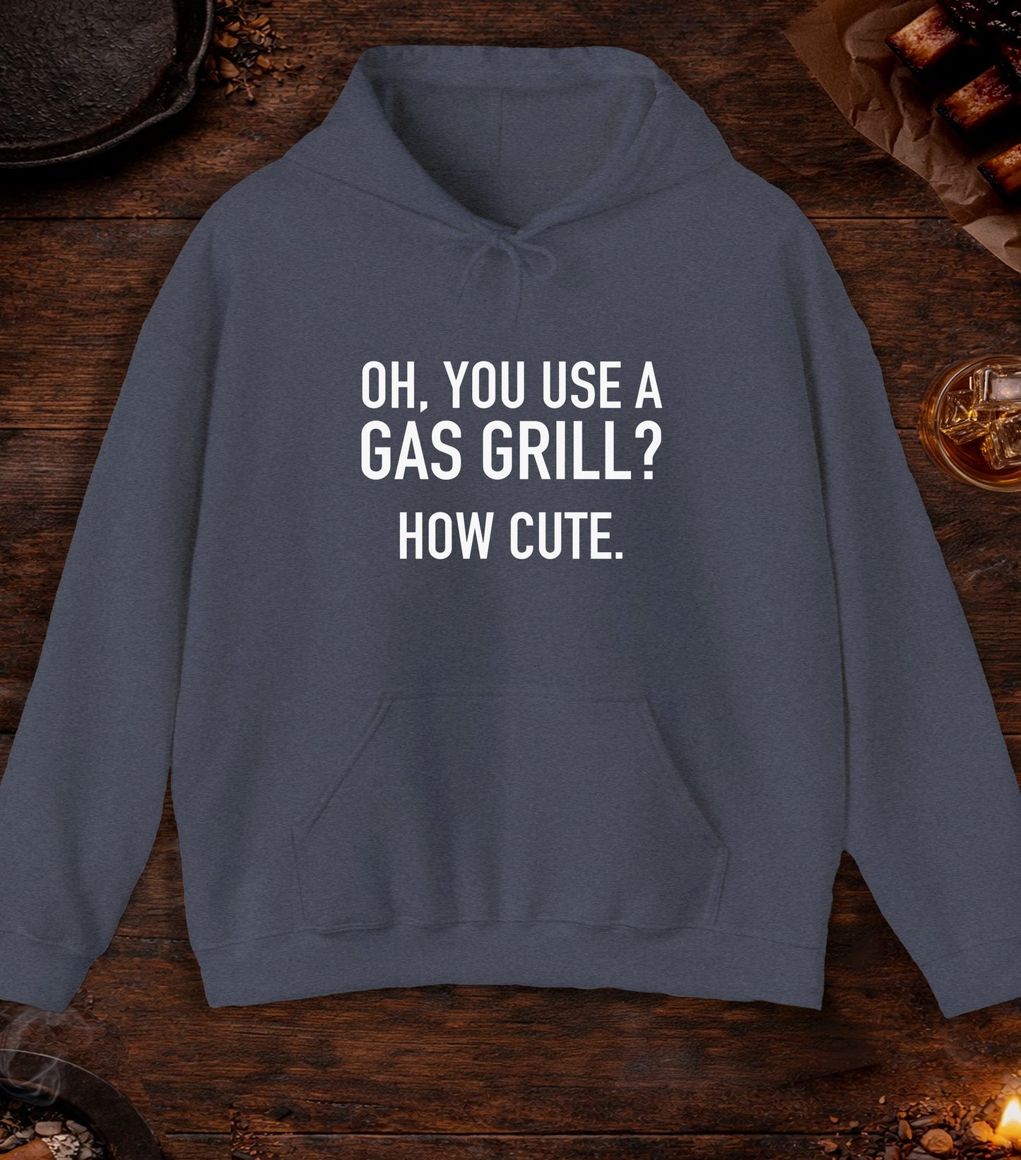Gas Grill How Cute Hoodie - Heather Navy