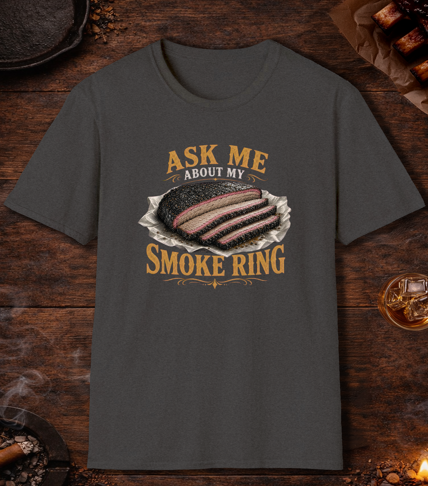 Ask About Smoke Ring T-Shirt - Dark Heather