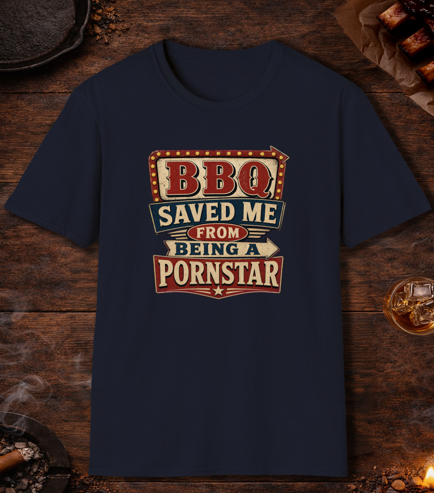 BBQ Saved Me T-Shirt - Navy