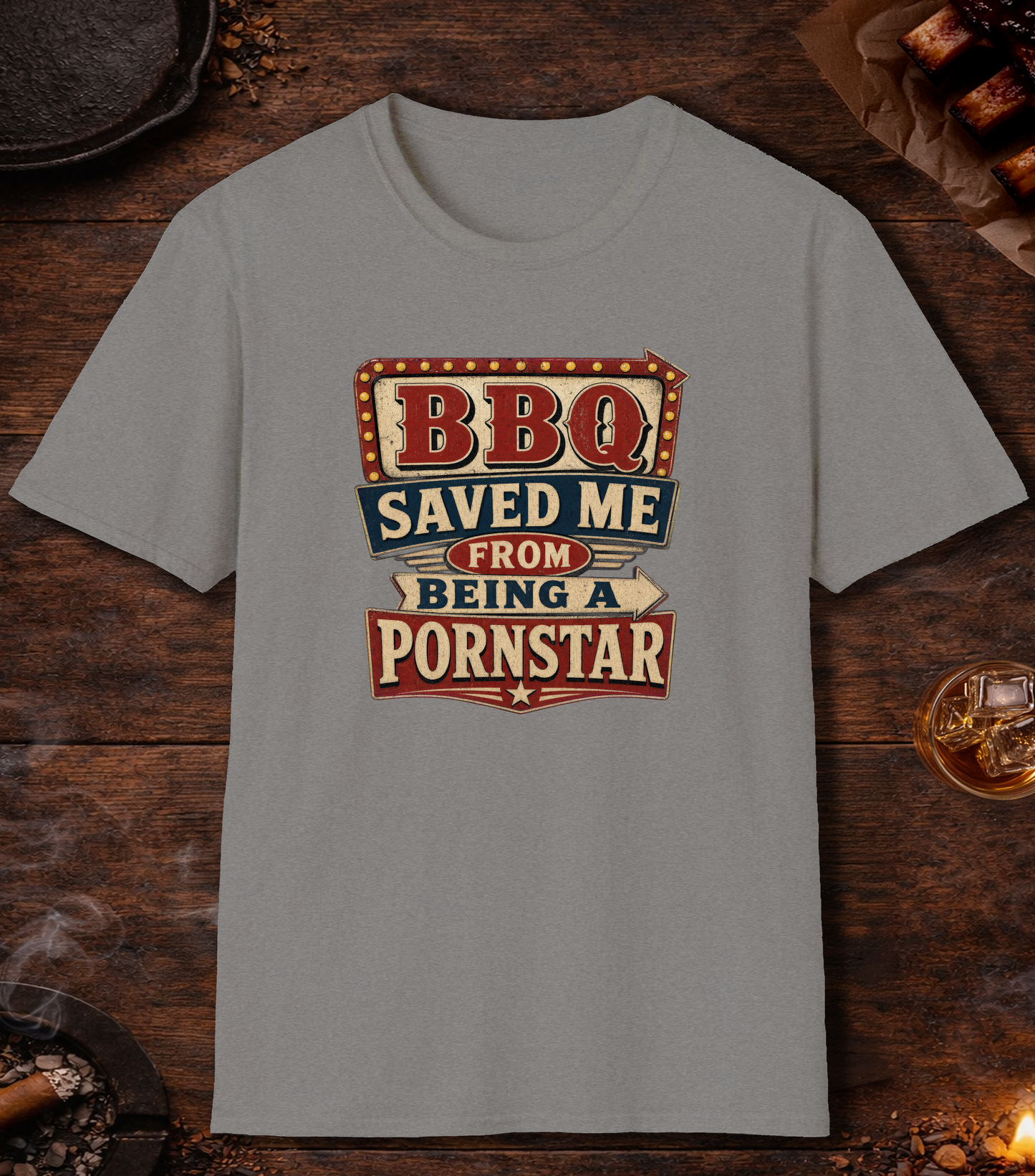BBQ Saved Me T-Shirt - Sport Grey