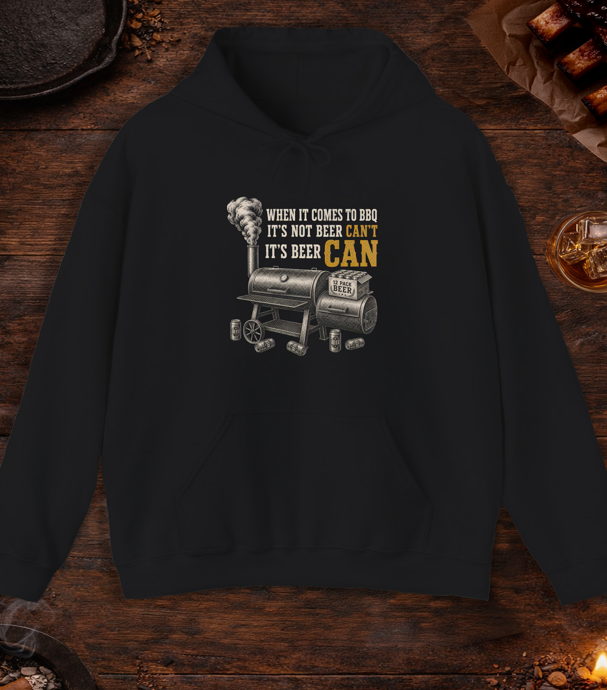 Beer Can Hoodie - Black custom mockup