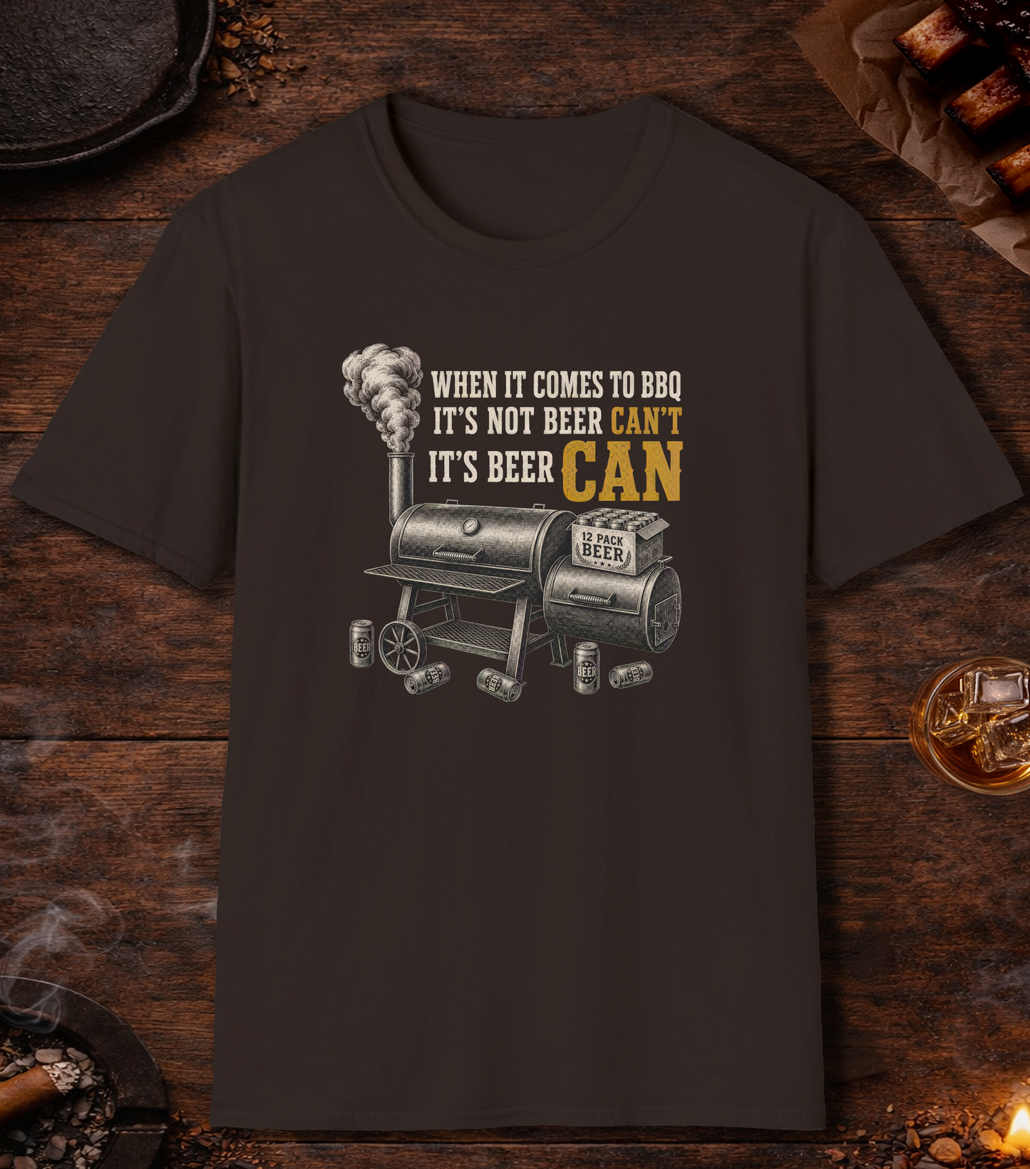 Beer Can T-Shirt - Dark Chocolate