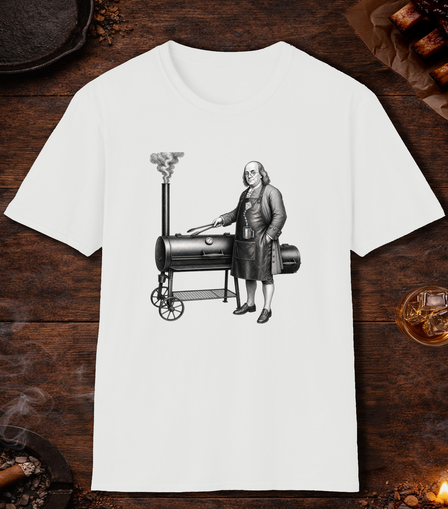 Ben Franklin Smoker T-Shirt - White