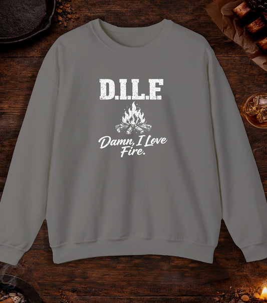 DILF Damn I Love Fire Crewneck - Black