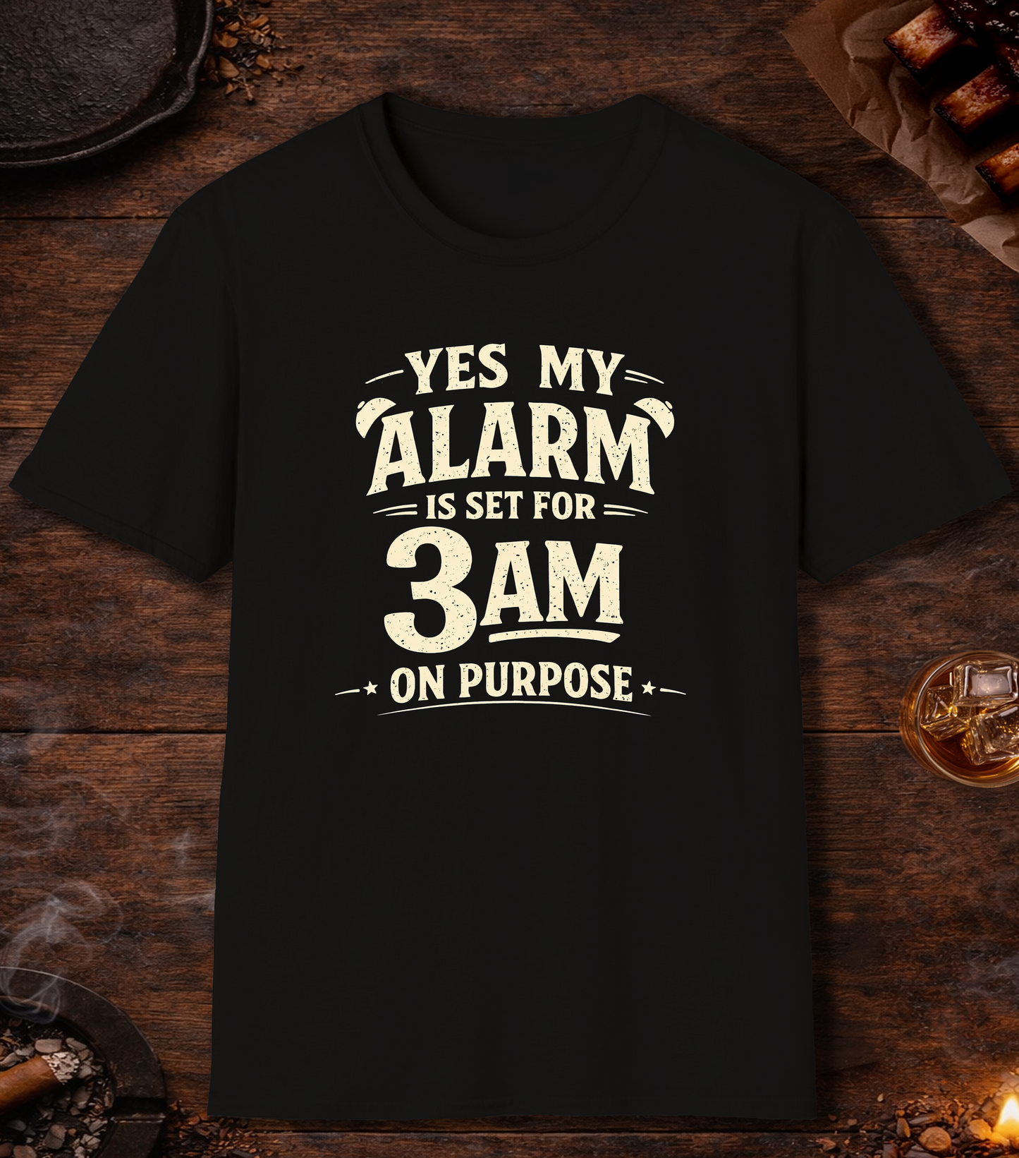 Alarm Set 3am On Purpose T-Shirt - Black
